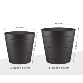 Zuvo Plastic Paper Bin 8L - Shatter-Proof Waste Basket for Office Desk & Bedroom Bin - Ideal Paper Bin with Wave Design - Black