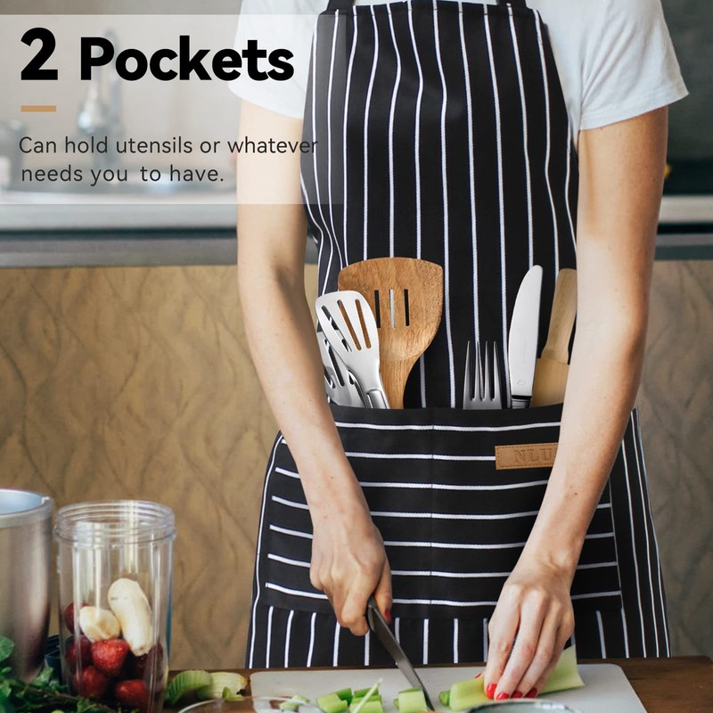 NLUS 2 Pack Cooking Aprons for Women with Pockets Adjustable