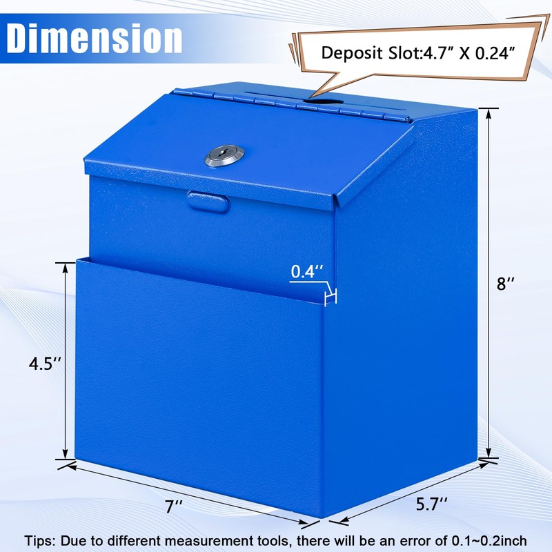 KYODOLED Suggestion Box with Lock, Metal Wall Mounted Donation and
