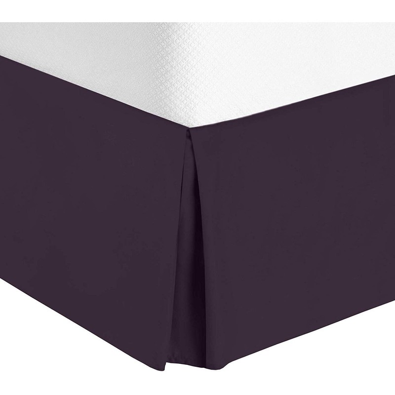 JS Sanders Solid Bedskirt Queen Size, Eggplant (Purple)