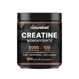 NatureBell Micronized Creatine Monohydrate Powder - 500g - 5000mg Creatine for Women & Men - Unflavored Powder - Easy-to-Mix - Pre & Post Workout Supp