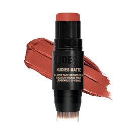 Nudestix Nudies Bronze All Over Matte Bronzing Stick – 3-in-1 Cream Bronzer for Cheeks, Eyes & Lips with Built-In Brush | Natural Contour & Sun-Kissed Glow