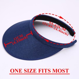 Osakraln 2 Pack Women Sports Clip On Sun Visors Hats Golf Visors Hat Backless Visor Men Sportswear Adjustable Beach Travel Tennis Caps White-Navy