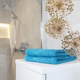 Glart Premium Set of Terry Hand Towels, Colour: Turquoise, 2X Hand Towels 50 X 100 cm