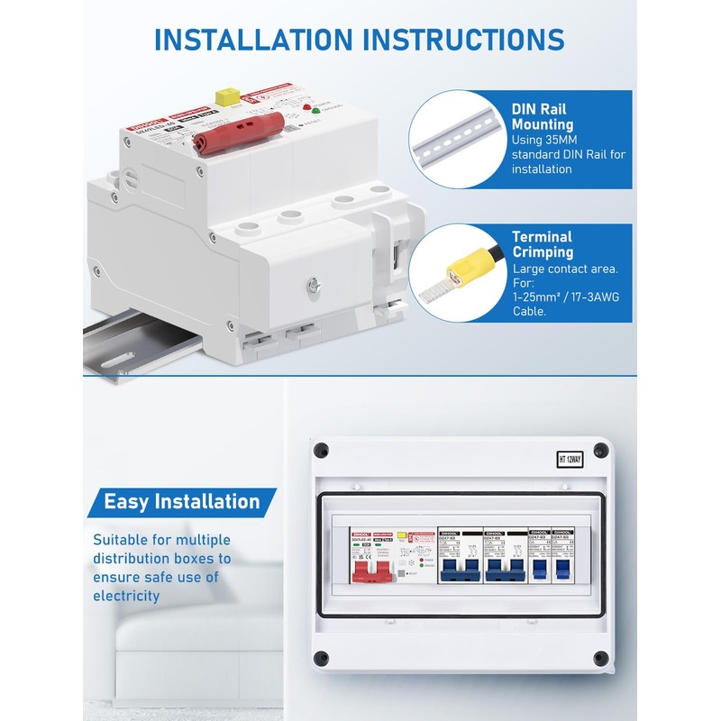 DIHOOL 50 Amp GFCI Breaker for Hot Tub Disconnect, 50A