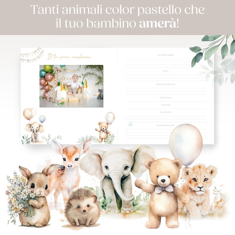 Album Nascita Bambino/a, Libro Nascita Bimbo/a con Adesivi Oro