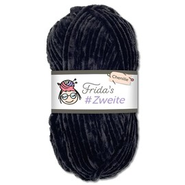 Frida's #Zweite Wolle 100 g Chenille Wool for Amigurumi, Knitting and Crochet, Soft (11 - Black)