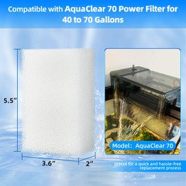 AQUANEAT 6-Pack Replacement Filter Sponge Pads, Aquarium Foam Insert Compatible with AquaClear 70, Fish Tank Filter Media