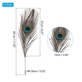 PATIKIL 28cm/11 Feather Ballpoint Pen, 2 Pcs Ink Vintage Quill Pen Refined Plated Dip Pen for Calligraphy Writing Signature Wedding Gift, Peacock