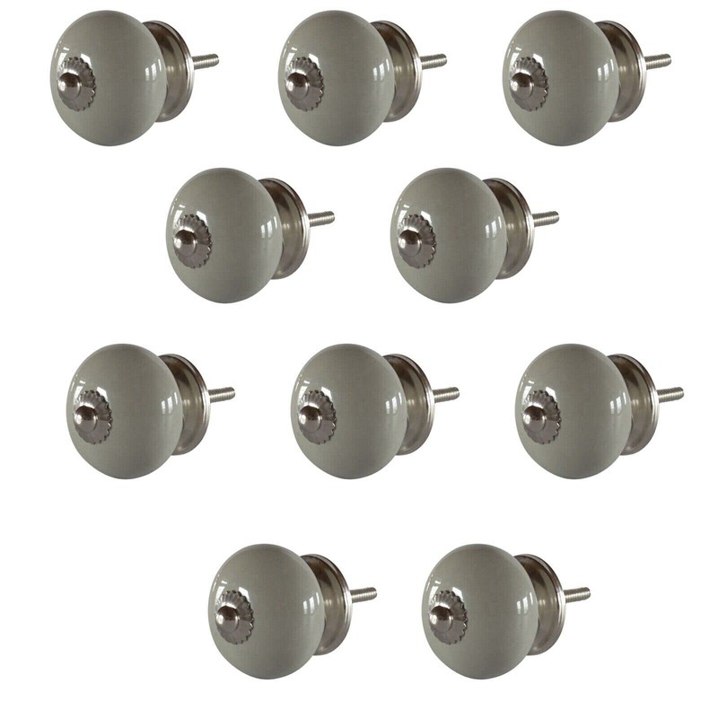 Knober 10 x Furniture Knobs Ceramic in Taupe White Grey