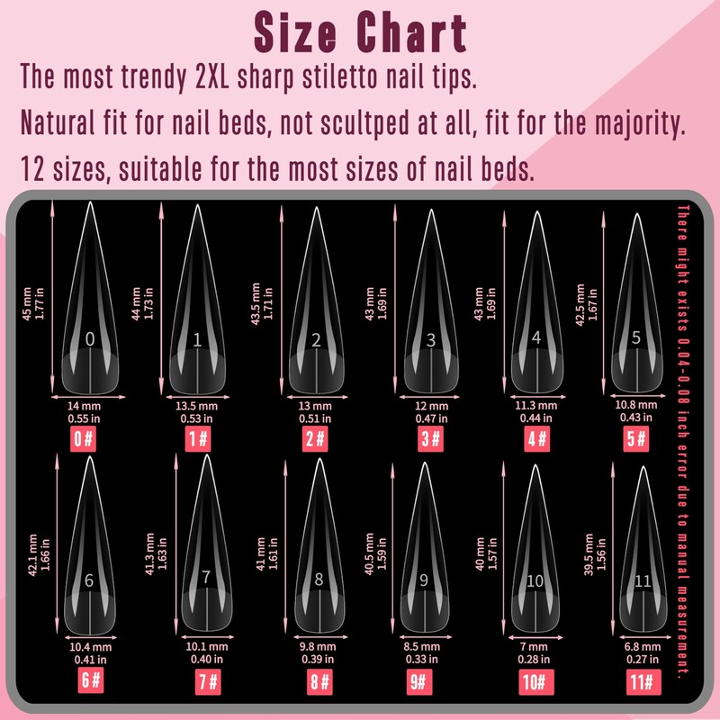 NOVO OVO XXL Straight Sharp Stiletto Natural Nail Tips Press