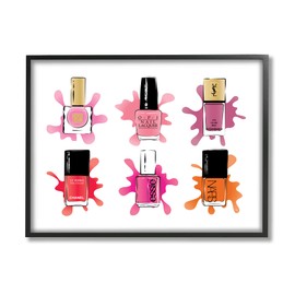 Stupell Industries Splash Paint Nail Polish Glam Pink Purple Orange, Designed by Martina Pavlova Black Framed Wall Art, 24 x 30