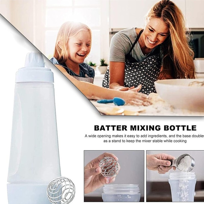 RROAD Hand Dough Dispenser, Pancake Dough Mixing Bottle Dispenser Cupcake