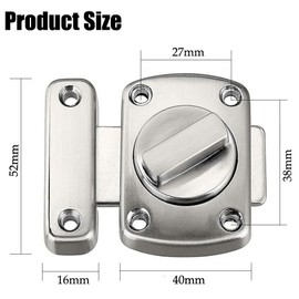 ZiYuya Bathroom Toilet Door Lock Latch, Rotate Bolt Gate Latch Sliding Door Lock, Bar Barn Door Latch for Wine Cabinet Closet Window Swivel Lock Door Lock Latch (Silver)
