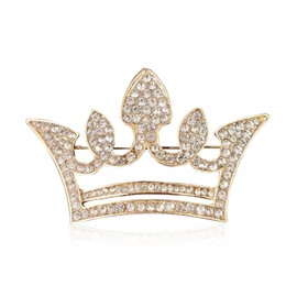GBAHFY Crystal Rhinestone Princess Queen Crown Brooch Pin Crown Brooches for Women Crown Tiara for Wedding Party Banquet Birthday (D Gold)