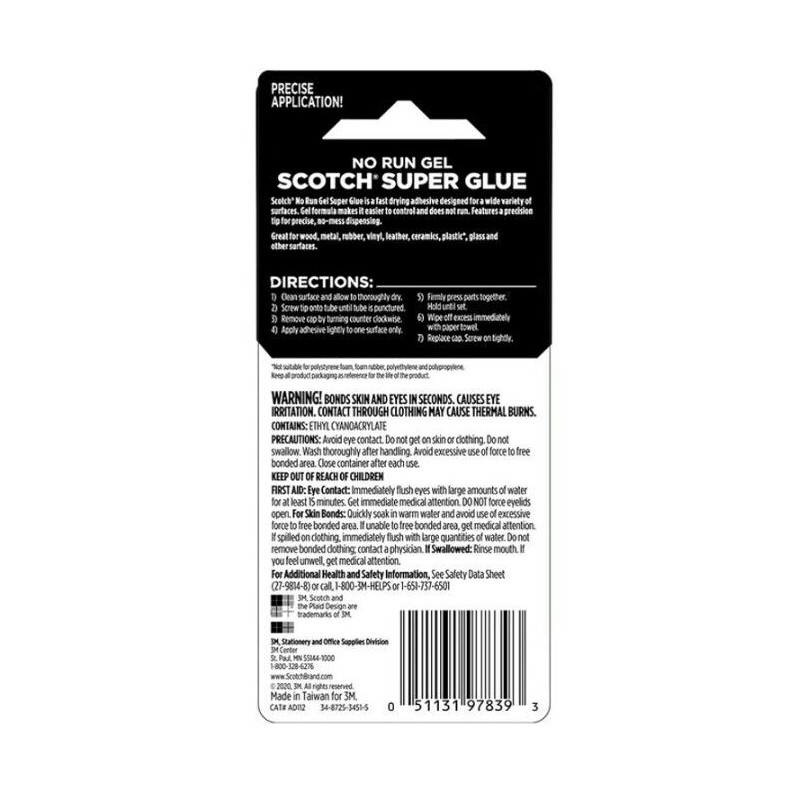 SUPER GLUE GEL pack of 2 with Permanent Hold Dries