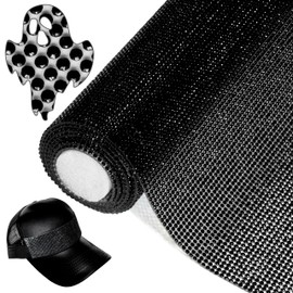 Locacrystal Bling Rhinestone Sticker DIY Home Decor B Stickers Self-Adhesive Crystal Sheet Stickers for Cars & Crafts Decoration(Black,15.8"x39.4")