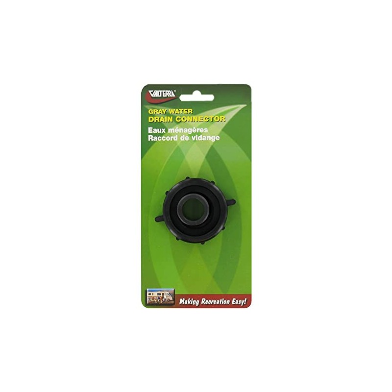 Valterra T01-0094VP 1-1/2" x 3/4" Drain Connector, Black
