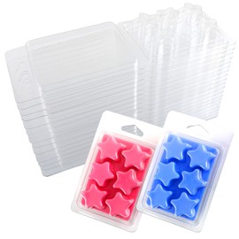 MILIVIXAY 100 Packs Pentacle Shape Clamshells for Tarts Wax Melts-Wax Melt Containers-6 Cavity Clear Empty Plastic Wax Melt Molds.
