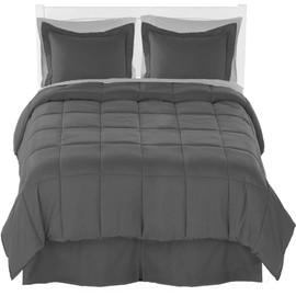Bare Home Twin Comforter Set + Sheet Set + Bed Skirt - Premium Ultra-Soft Brushed Microfiber (Comforter Set: Grey, Sheet Set: Light Grey, Bed Skirt: Grey)
