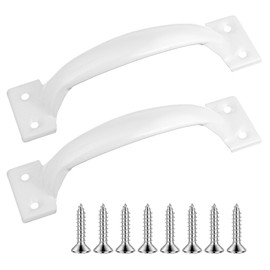 FdcZeyxior 5" Gate Handle, Screen Door Handle White, Stainless Steel Metal GateHandle Screen Door for Wooden Fences Outdoor- 2 Pack