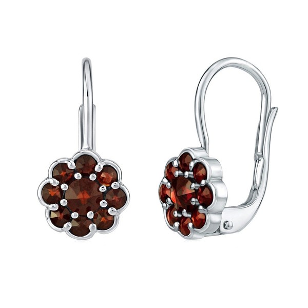 SILVEGO Women's Earrings 925 Sterling Silver with Genuine Garnet from