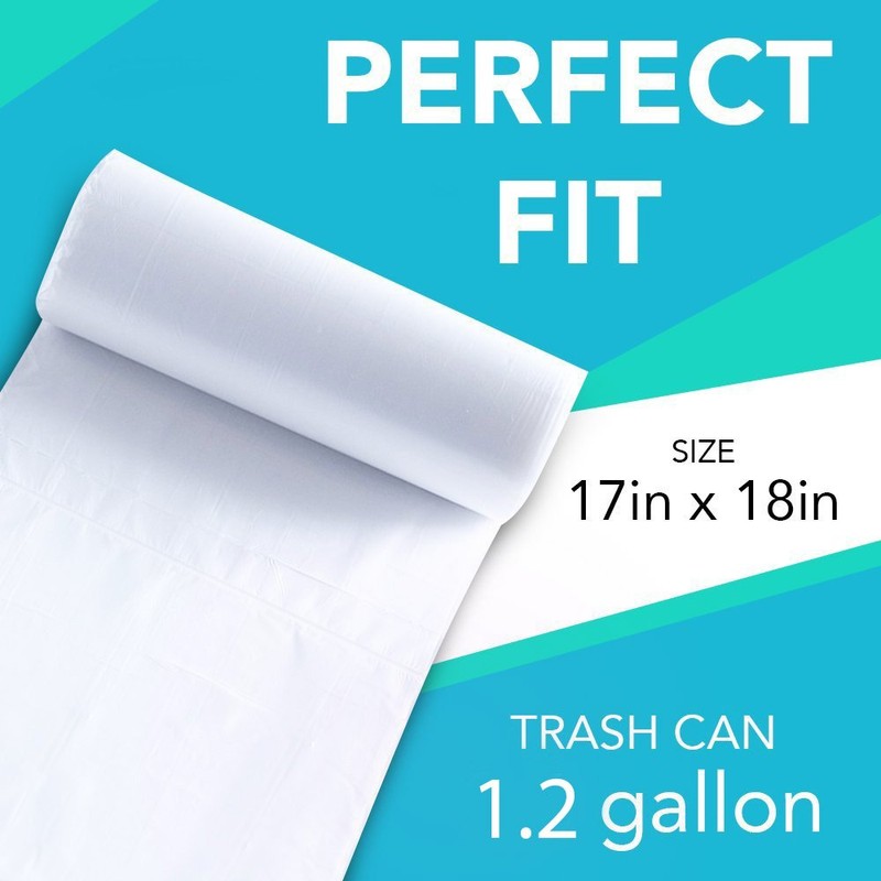 Small Clear Bathroom Trash Bags - 150, 1.2 Gallon Garbage