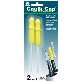 Caulk Cap CCY Caulk Saver Series, Reusable Caulk Tube Sealers with Built-in Puncture Pin, 2 Pack