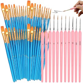 NIAWEA Kit 31pzs Pinceles de Detalle Micro y Pinceles para Pintura Acrilica,Incluir 11 Pinceles Miniatura para Detalles + 20 Cepillos de Pintura,para Pintura al Oleo,Cara,Uñas,Modelado,Detalles y Más