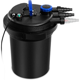 MEDIMALL Pressure Pond Filter w/13W Light, 2640 GPH Suitable for Koi Ponds up to 1300 Gal Fishponds & 2600 Gal Decorative Ponds