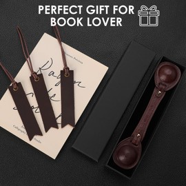 VANTOO Leather Weighted Bookmarks Page Holder for Women Men, Bookmarks for Reading, Gift for Book Lovers Writers Authors Poets (Umber)