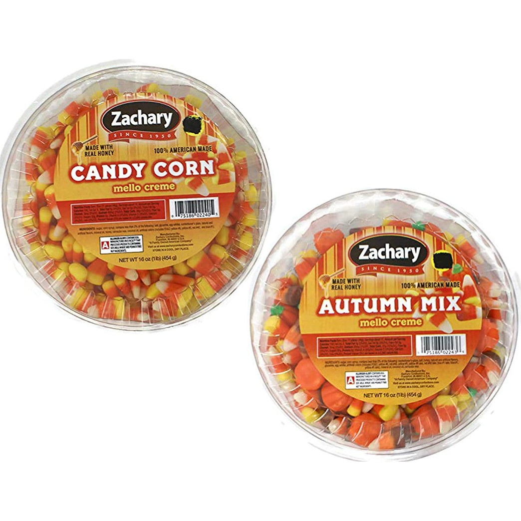 Halloween Snacks - Zachary Autumn Mix and Candy Corn 1 Pound Tubs - 2 Pack
