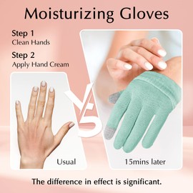 Evridwear Beauty Cotton Gloves with Touchscreen Fingers for SPA, Eczema, Dry Hands, Hand Care, Day and Night Moisturizing, (2 Pair L/XL, Feather Weight Mint Green Color)