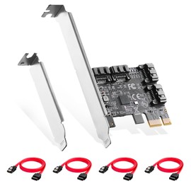 Binardat PCIE X1 to SATA Card 4 Port 6Gbps SATA 3.0 Controller with 4 SATA Cables and Low Profile Bracket for Windows 10/11