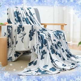 HCORA Floral Cooling Blankets for Hot Sleepers - Double Sided Q-Max>0.5 Arc-Chill Cooling Fiber Summer Blanket - Soft, Breathable Always Stays Cool Blanket for Adult on Warm Night(60"x 90")