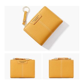 Oyccen PU Leather Coin Purse for Women Ladies Short Zipper Wallet Small Card Holder with Keychain
