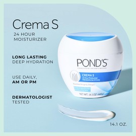 Pond's Nourishing Moisturizing Cream, Crema S, Fragrance Free, Ivory, 14.1 Oz