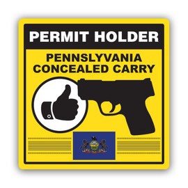 Yellow Pennsylvania Concealed Carry Permit Holder CCW Sticker for Water Bottle Phone Tumbler Hard hat - Four Pack