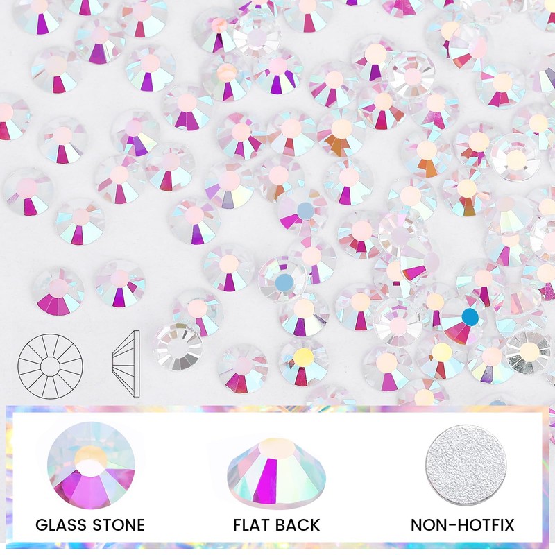 Rhinestones 1440pcs SS8 (2.3-2.5mm) Glass Flatback Crystal Transparent AB