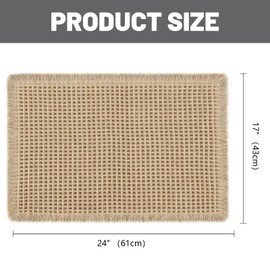 AIBIIN Waffle Bath Mat Super Absorbent Non Slip Bathroom Mat Machine Washable Rubber Backed Bath Mats for Bathroom Floor Ultra Soft Mat for Living Room Doormat 17" x 24",Brown