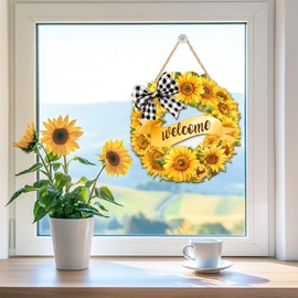Sunflower Wreath, Spring Wreaths for Front Door, Summer Wreath, Welcome Door Wreaths, Sunflower Outdoor Wall Decor, Farmhouse Porch Decor, Sunflowers Decorations for Home, Unique Decorative Sign