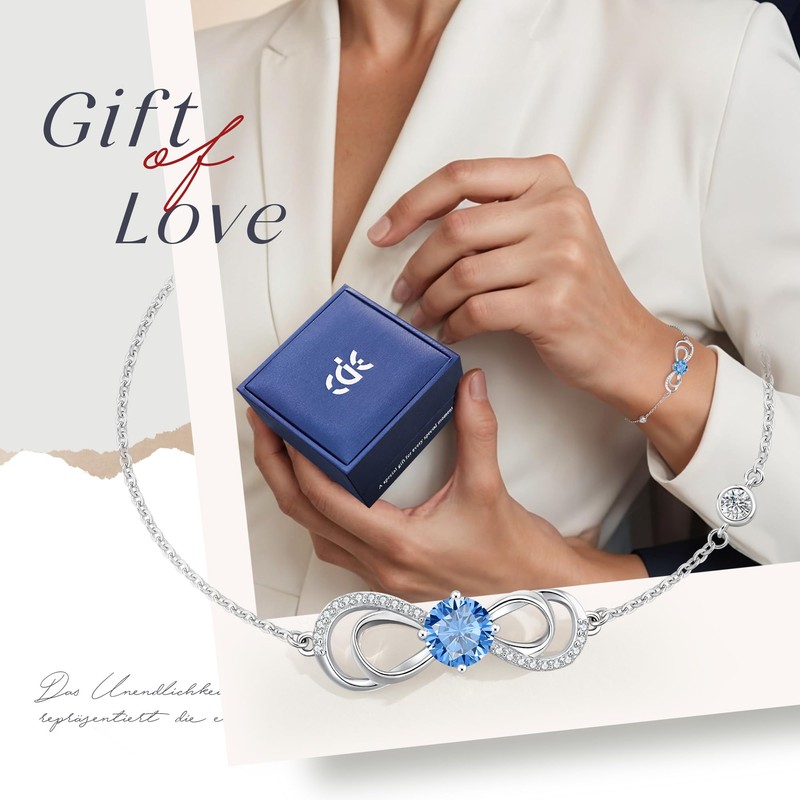 CDE Bracelets for Womens Infinity Plated White Gold with Love