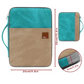 Mygreen Zipper Portfolio Organizer A4 Note Pouch-Waterproof Document Bags/Zipper Binder/Paper Case Green and Khaki