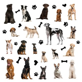 WOYINIS 3D Cute Dog Puppy Wall Decal Stickers DIY Removable Dogs Bones Paws Pet Wall Stickers Peel and Stick Kids Bedroom Playroom Boys Girls Room Wall Decor