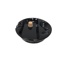 Hankstar Black Ceramic Single Pipe Rest and Double Cigar Ashtray for Patio Use