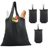 4 bolsas de la compra plegables con bolsa adjunta, negro,