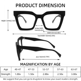 HGIOOIGH Blue light glasses for women Oversized UV Protection Clear glasses Trendy Chunky Square Bluelight Blocking Eyeglasses