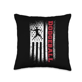Dodgeball Gift Ideas For Dodge 4th of July Dodgeball American Flag USA Men Throw Pillow, 16x16, Multicolor