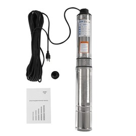 Deep Well Submersible Pump, 3.85" OD Pipe 110V/60HZ Stainless Steel Water Pump, 1.25" Outlet Submersible Bore Pump with 49 ft Electric Cord,157ft Head Submersible Well Pump for Industrial and Home Use