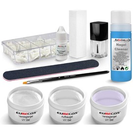 EuBeCos UV Gel Starter Set Plus Bonding Gel Builder Gel Finish Cleaner Tips Glue and Instructions Made in Germany in Professional Studio Quality